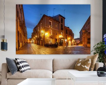 Oude stad, schemering, huizen, straat, Salamanca, Spanje, Europa