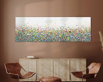 Fiesta - bruisend abstract panoramisch schilderij van Qeimoy