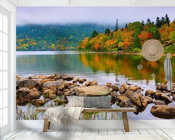 Jordan Pond in herfstkleuren, Maine