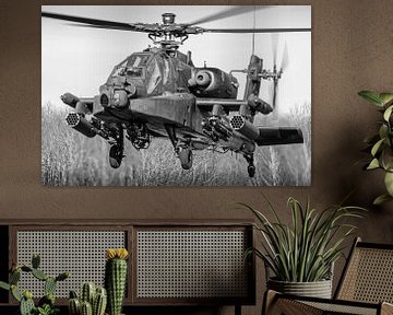 AH-64D Apache-Kampfhubschrauber (schwarz-weiß) von Jimmy van Drunen