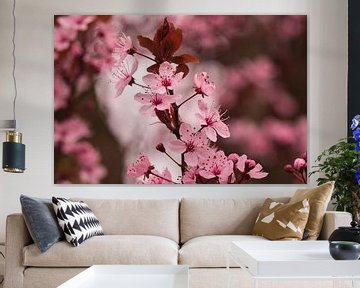 Lentegevoelens door japanse roze bloesem van Jolanda de Jong-Jansen