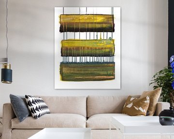 Connected landscapes (acrylverf, oliepastel en zeezand, 2020) van Remke Spijkers