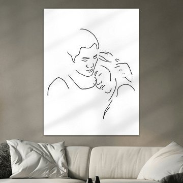 Ich bin hier für Sie (Strichzeichnung Porträt männlich weiblich gerade asiatische asiatische Liebe K von Natalie Bruns