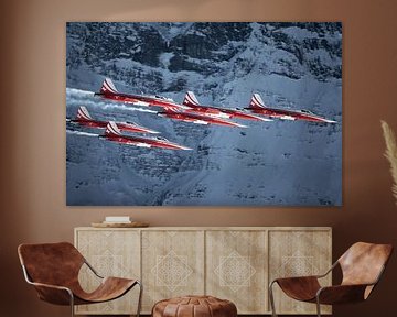 Patrouille Suisse passing in front of the Eiger massive