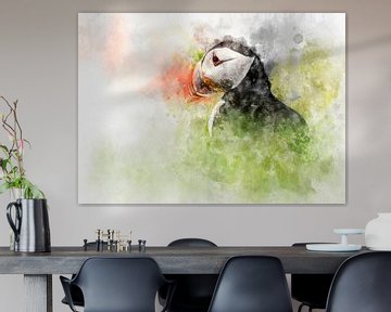 Papegaaiduiker aquarel portret van Elles Rijsdijk