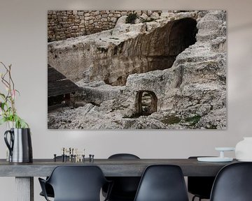 Uralte Tunnel unter dem Tempelberg. Tunnel im Fels, Stein, unterirdische Gänge im alten Jerusalem von Michael Semenov