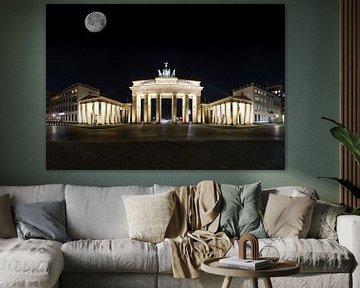 Brandenburg Gate with moon