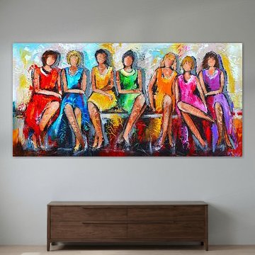 Dames assises ensemble sur Vrolijk Schilderij