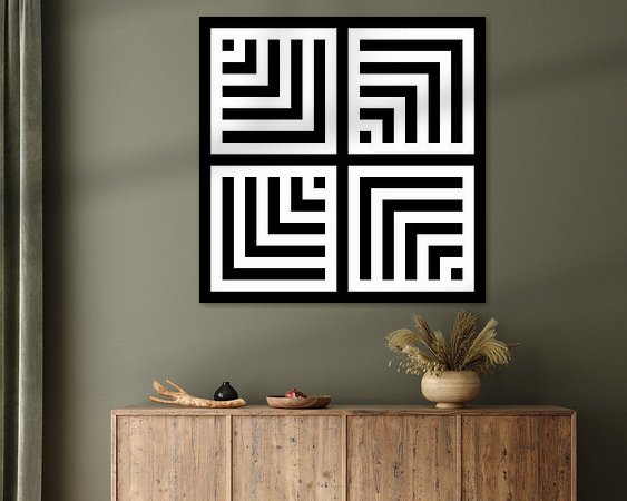 Voorbeeld van het werk in een kamer