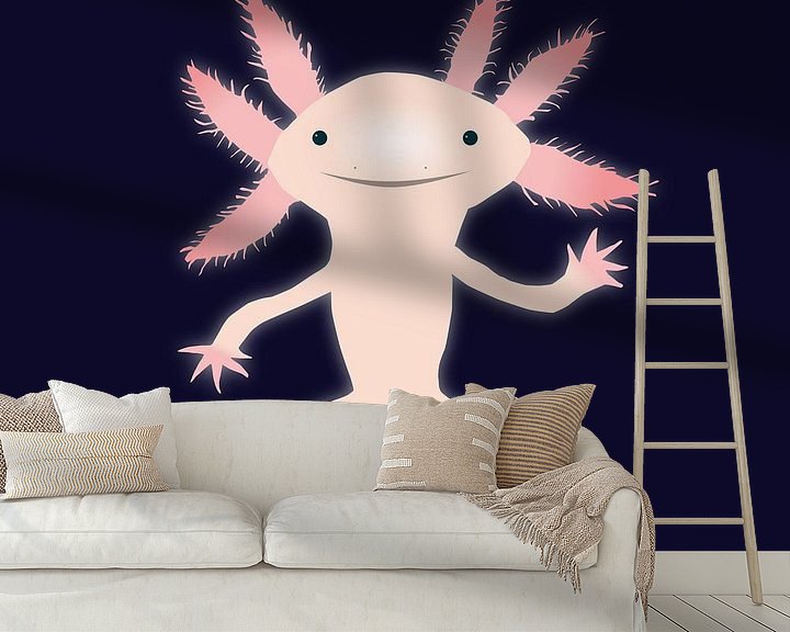 Sfeerimpressie behang: Axolotl van Bianca Wisseloo