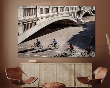bridge and cyclists in Valencia