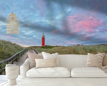 Vuurtoren van Texel tijdens zonsondergang.