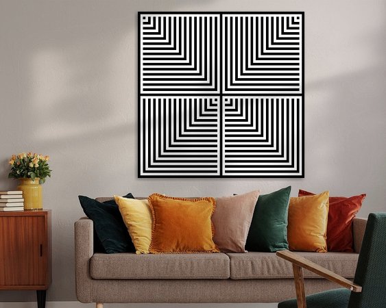 Voorbeeld van het werk in een kamer