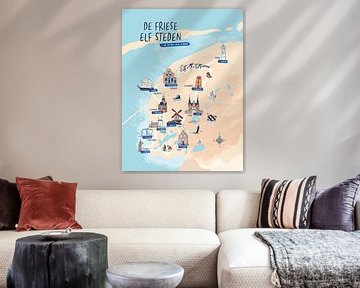 Friese elf steden plattegrond van Karin van der Vegt