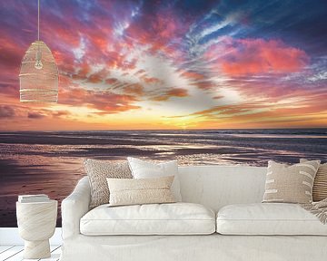 Sunset at the beach with low tide by iPics Photography