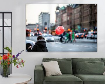 un ballon rouge à Copenhague