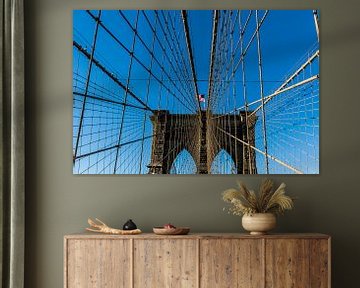 bekende blik op  de Brooklyn brug in new York van Eric van Nieuwland