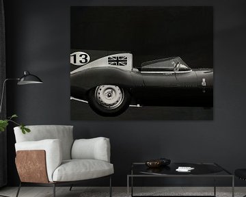 Jaguar Type D 1956 Rechterzijde B&W