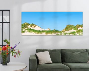 Panorama von Sanddünen mit Dünengras in Meeresnähe an einem Sommertag. von Sjoerd van der Wal