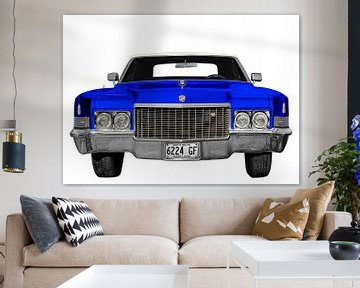 1970 Cadillac DeVille in blauw & wit