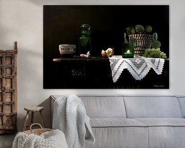 Stilleven  met groene retro spulletjes