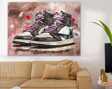 Nike Air Jordan 1 retro high Travis Scott schilderij. van Jos Hoppenbrouwers