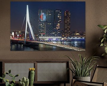 De Erasmusbrug in Rotterdam (Feyenoord Editie) van MS Fotografie | Marc van der Stelt