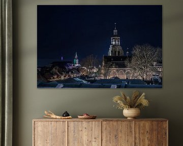 Bergen op Zoom skyline in the evening by Rick van Geel