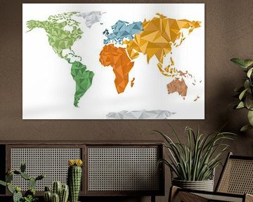 Kleurrijke geometrische wereldkaart