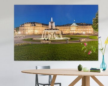 Schlossplatz à Stuttgart le soir sur Werner Dieterich