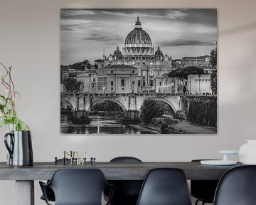 Rome - Vatican - Angel Bridge - Castel Sant'Angelo in black and white by Teun Ruijters