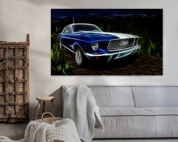 Ford Mustang muscle car von 1962 digital als Licht oder Energie umgewandelt