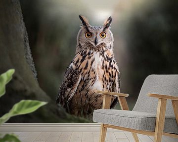 Peekaboo Owl in the forest by Aisa Joosten