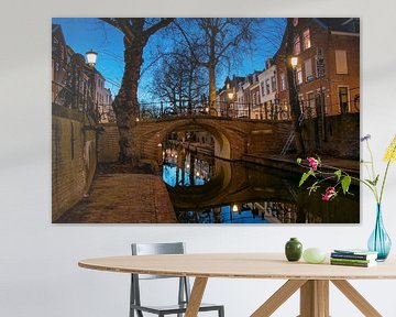 Quintijnsbrug over de Nieuwegracht in Utrecht na zonsondergang van Arthur Puls Photography