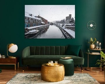 Otaru canal during a heavy snow shower by Mickéle Godderis
