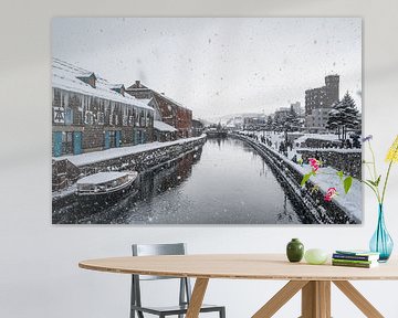 Otaru kanaal tijdens een hevige sneeuwbui van Mickéle Godderis