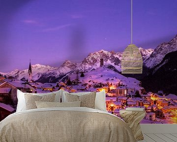 Mountain village in the Alps, winter by Frank Peters