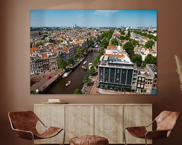 Panoramablick über das frühlingshafte Amsterdam an der Prinsengracht von Sjoerd van der Wal Fotografie