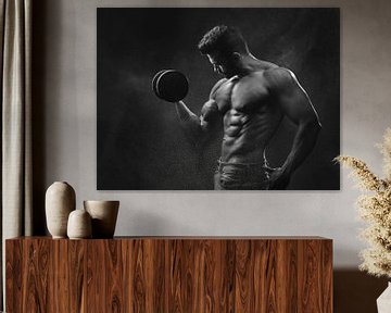Erotische bodybuilder in zwartwit van Atelier Liesjes