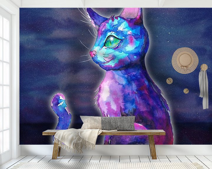 Sfeerimpressie behang: Ruimte kat van Bianca Wisseloo
