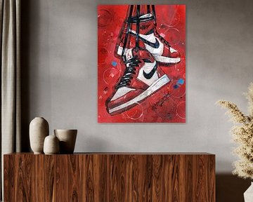 Nike Air Jordan 1 Retro Og Gs Chicago schilderij van Jos Hoppenbrouwers