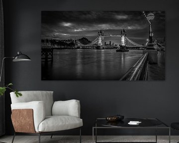 Zwart-Wit: Londen - Tower Bridge - Thames van Rene Siebring
