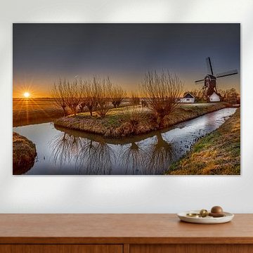 Lever du soleil dans le polder de Herwijnse