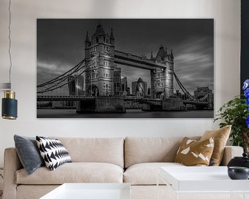 Black and White: Tower Bridge and the Financial District by Rene Siebring
