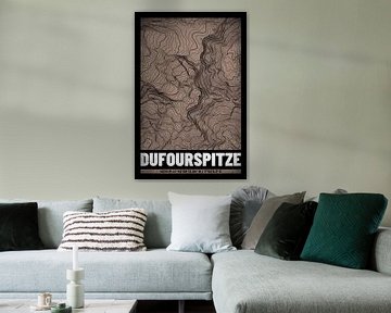 Dufourspitze | Topographie de la carte (Grunge)