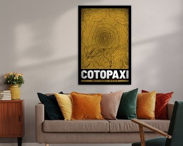 Cotopaxi | Topographie de la carte (Grunge)
