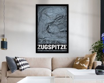 Zugspitze | Topographie de la carte (Grunge) sur ViaMapia