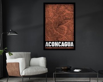 Aconcagua | Topographic Map (Grunge) by ViaMapia