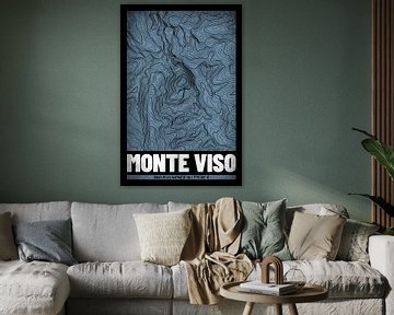 Monte Viso | Kaart Topografie (Grunge) van ViaMapia