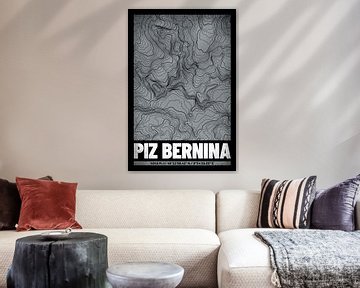 Piz Bernina | Kaart Topografie (Grunge) van ViaMapia